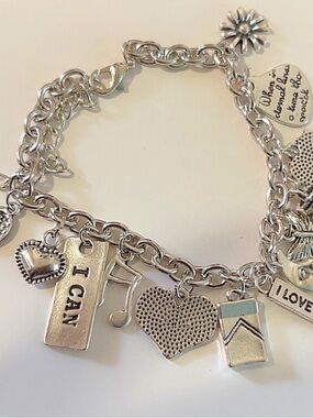 Silver Charm Bracelet with Inspirational Charms